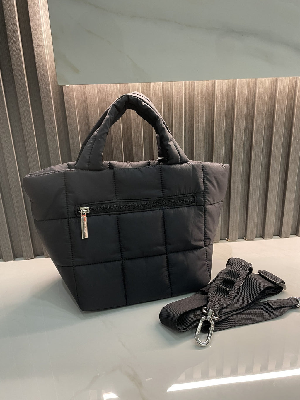 Quilted Grid Tote Bag