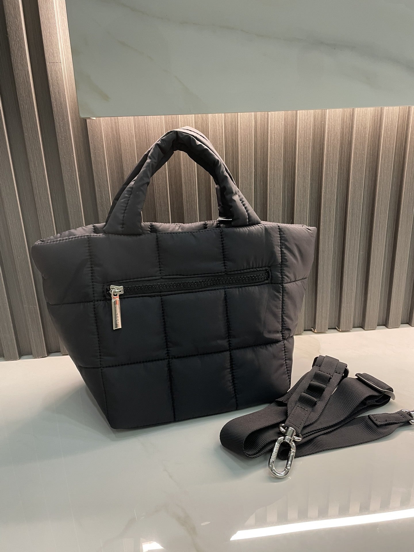 Quilted Grid Tote Bag