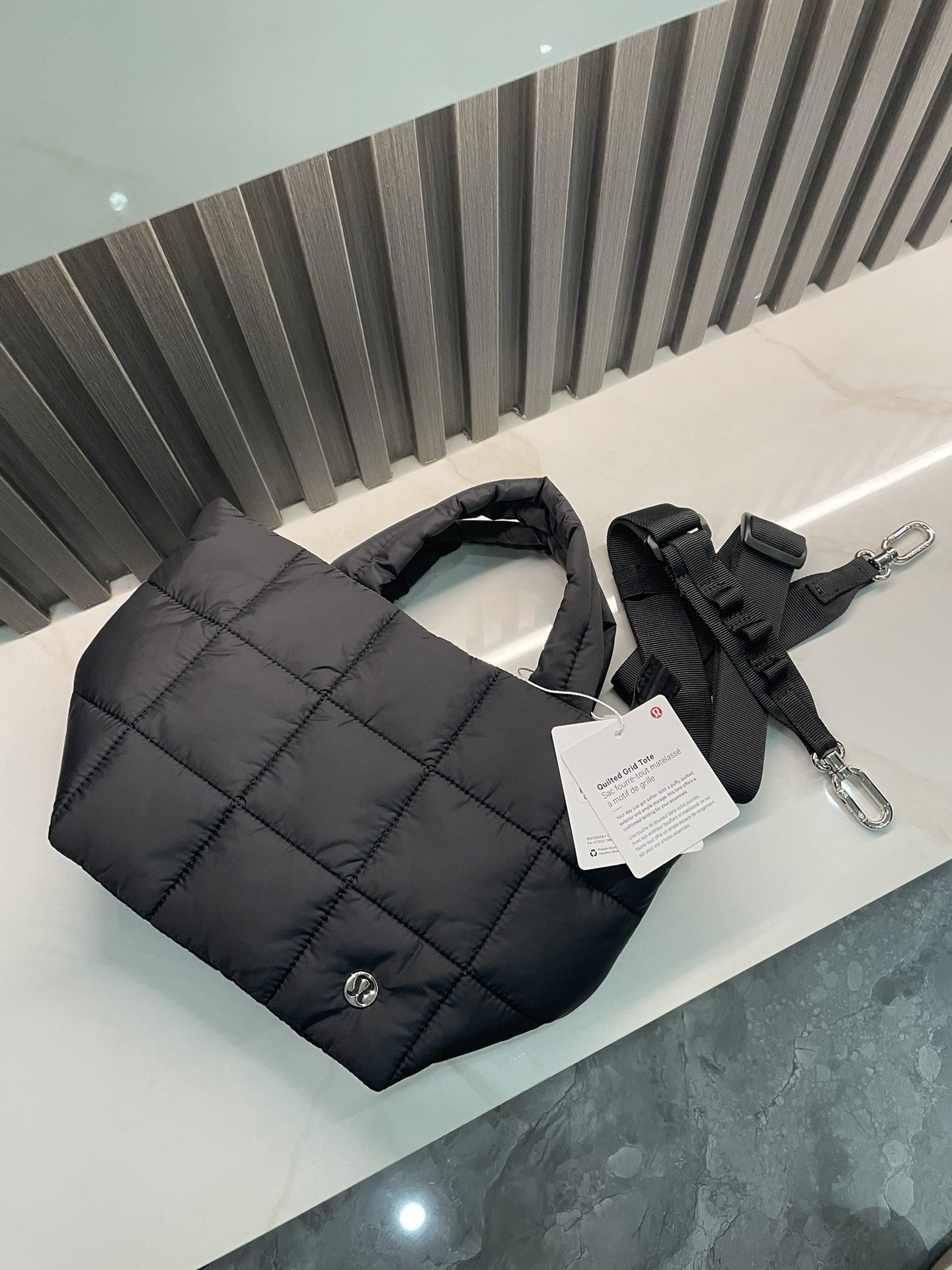 Quilted Grid Tote Bag